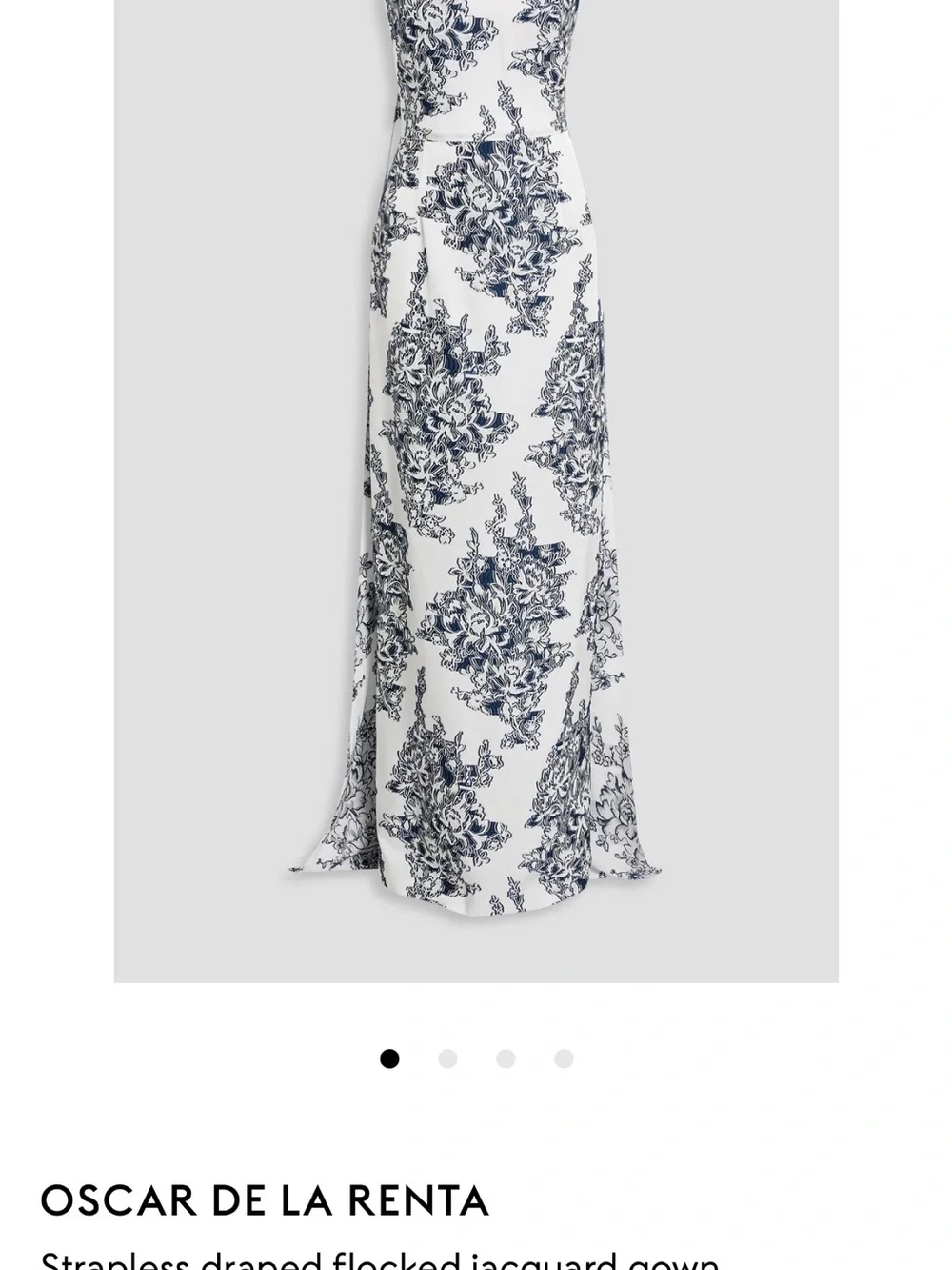 Oscar de la Renta Strapless draped flocked jacquard gown - Picture 3 of 10